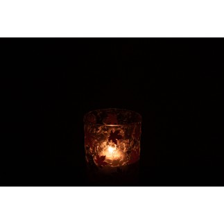 Bougeoir en verre orange 7,3x7,3x8 cm