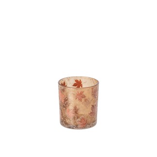 Bougeoir en verre orange 7,3x7,3x8 cm