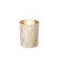 Castiçal em vidro cru e dourado, 10 x 10 x 12,5 cm Castiçal em vidro cru e dourado, 10 x 10 x 12,5 cm