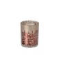 Photophore en verre rouge et gris 10x10x12,5 cm Photophore en verre rouge et gris 10x10x12,5 cm