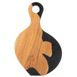 Tábua de cortar em acácia e resina preta 53 x 34 x 2 cm