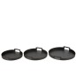 Conjunto de 3 tabuleiros redondos em metal preto 45x45x6,5 cm