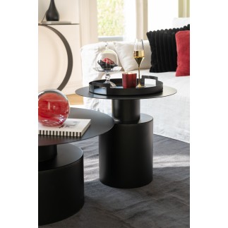 Juego de 3 bandejas redondas de metal negro 45*45*6.5 cm