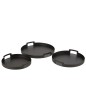 Juego de 3 bandejas redondas de metal negro 45*45*6.5 cm