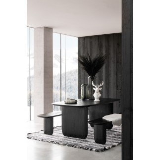 Panchina in legno di acacia nero 190x40x45 cm