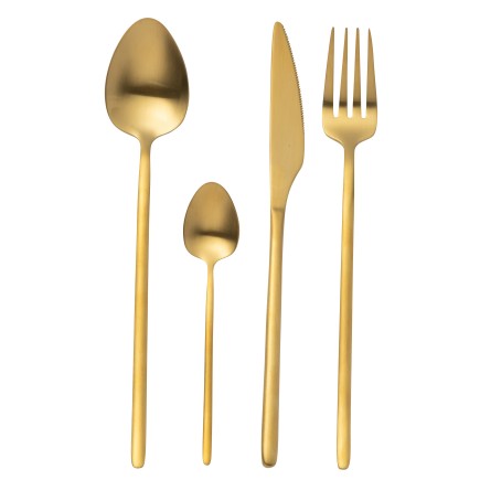 Conjunto de 24 talheres em aço inoxidável dourado mate