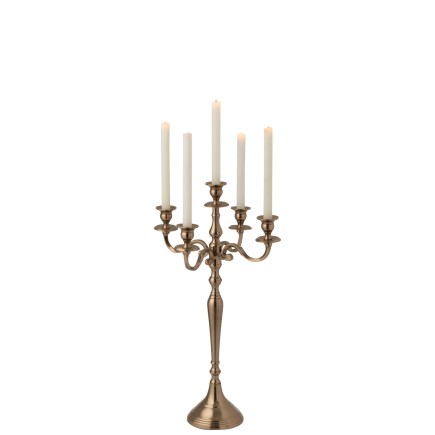 Candelero de aluminio rosa dorado 35,5x35,5x63 cm