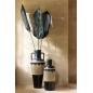 Vaso in ceramica nera con motivi e manici 43x43x100 cm Vaso in ceramica nera con motivi e manici 43x43x100 cm