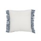 Coussin tissage semi-uni avec franges en coton bleu 45x45x12 cm Coussin tissage semi-uni avec franges en coton bleu 45x45x12 cm