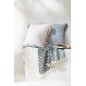 Coussin tissage semi-uni avec franges en coton bleu 45x45x12 cm Coussin tissage semi-uni avec franges en coton bleu 45x45x12 cm