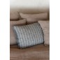 Coussin tissage semi-uni avec franges en coton bleu 45x45x12 cm Coussin tissage semi-uni avec franges en coton bleu 45x45x12 cm