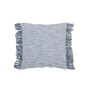 Coussin tissage semi-uni avec franges en coton bleu 45x45x12 cm Coussin tissage semi-uni avec franges en coton bleu 45x45x12 cm