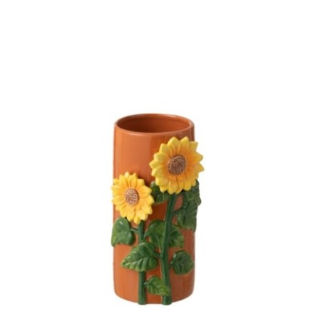 Vaso in ceramica giallo e marrone 11,3x21,7x11,3 cm