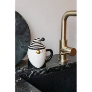 Mug en dolomite noir et blanc 13,5x10x14 cm