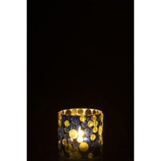 Photophore en verre bleu et vert 7,5x7,5x7,5 cm