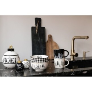 Bocal de rangement en dolomite blanc et noir 15,5x19,5 cm