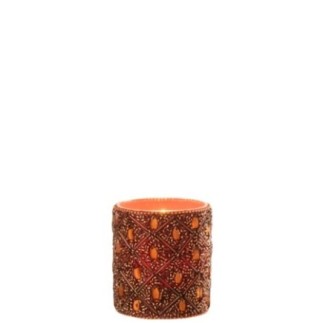 Portavelas de cristal marrón oscuro y marrón óxido, 7,5 x 7,5 x 9 cm