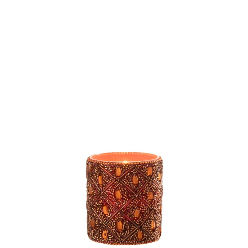 Porte-bougie en verre marron foncé et marron rouille 7,5x7,5x9 cm Porte-bougie en verre marron foncé et marron rouille 7,5x7,5x9 cm