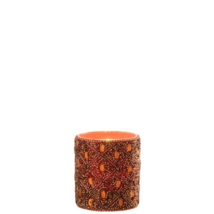 Portacandela in vetro marrone scuro e marrone ruggine 7,5x7,5x9 cm