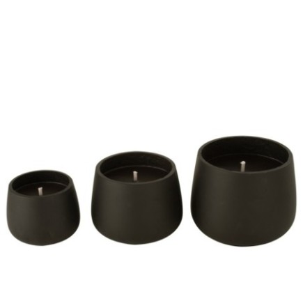 Vela de exterior de hormigón negro, 20,5 x 16 x 20,5 cm