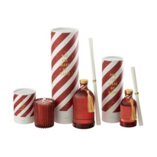 Difusor com varas de vidro branco e vermelho, 35,5 x 10 cm