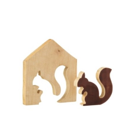 Ardilla de madera natural y marrón, 19 x 22 x 2,5 cm
