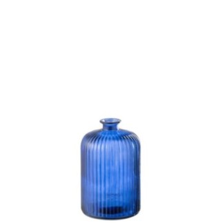 Vase-bouteille en verre bleu 14,5x23x14,5 cm