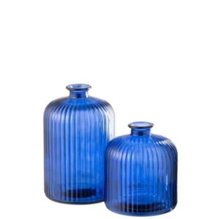 Vase-bouteille en verre bleu 14,5x23x14,5 cm