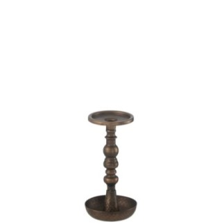 Bougeoir en fer marron 11,7x11,7x23 cm