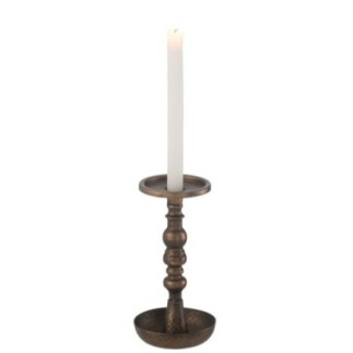 Bougeoir en fer marron 11,7x11,7x23 cm