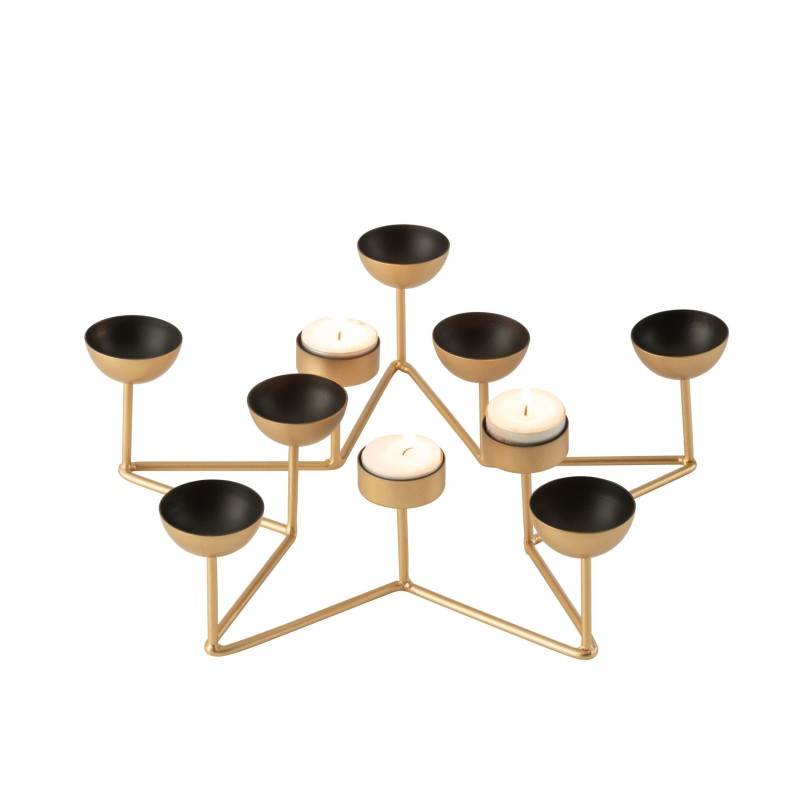 Castiçal em ferro preto e dourado, 35 x 8,5 x 35 cm Castiçal em ferro preto e dourado, 35 x 8,5 x 35 cm