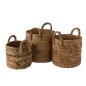 Conjunto de 3 cestos trançados em ráfia natural, com 37 a 47 cm de altura Conjunto de 3 cestos trançados em ráfia natural, com 37 a 47 cm de altura