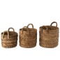 Conjunto de 3 cestos trançados em ráfia natural, com 37 a 47 cm de altura Conjunto de 3 cestos trançados em ráfia natural, com 37 a 47 cm de altura