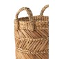 Conjunto de 3 cestos trançados em ráfia natural, com 37 a 47 cm de altura Conjunto de 3 cestos trançados em ráfia natural, com 37 a 47 cm de altura