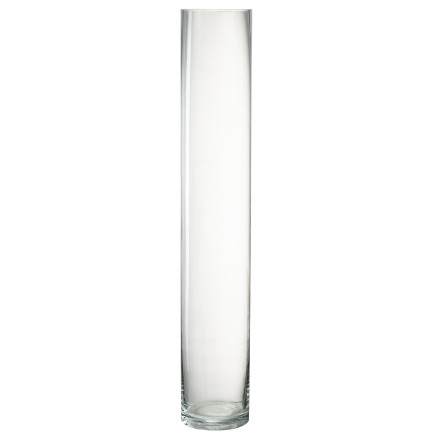 Vase cylindrique en verre transparent 10x10x61 cm