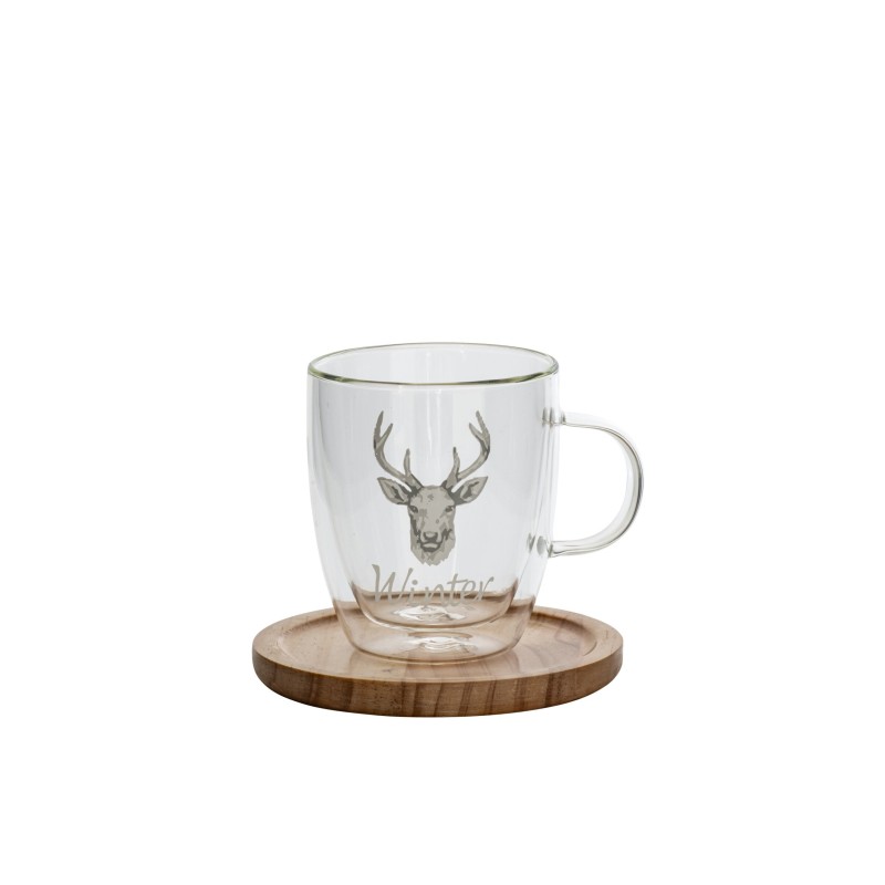 Tazza da caffè e piattino in vetro bianco 10,5x18,5x10,5 cm Tazza da caffè e piattino in vetro bianco 10,5x18,5x10,5 cm