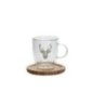 Tazza da caffè e piattino in vetro bianco 10,5x18,5x10,5 cm Tazza da caffè e piattino in vetro bianco 10,5x18,5x10,5 cm