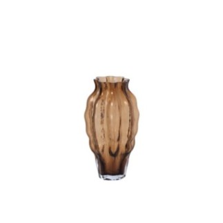 Vaso de vidro castanho, 13 x 24 x 13 cm