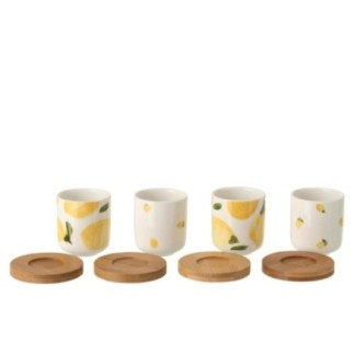 Chávenas de cerâmica branca e amarela, 6,4 x 5,7 cm