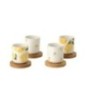 Tazas de cerámica blanca y amarilla, 6,4 x 5,7 cm