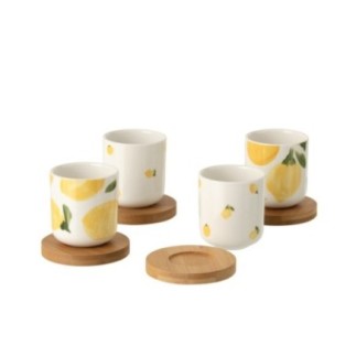 Tazas de cerámica blanca y amarilla, 6,4 x 5,7 cm
