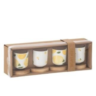 Tazas de cerámica blanca y amarilla, 6,4 x 5,7 cm