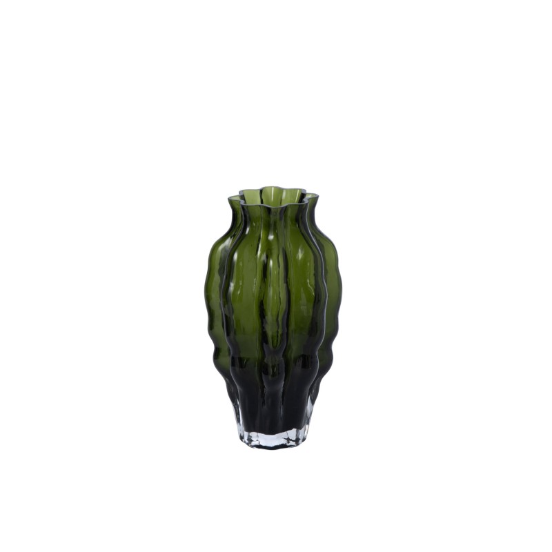 Vaso in vetro verde 13x13x24 cm