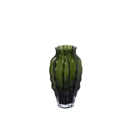 Vaso in vetro verde 13x13x24 cm