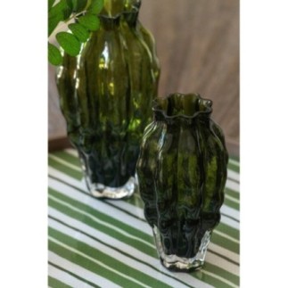 Vaso in vetro verde 13x13x24 cm