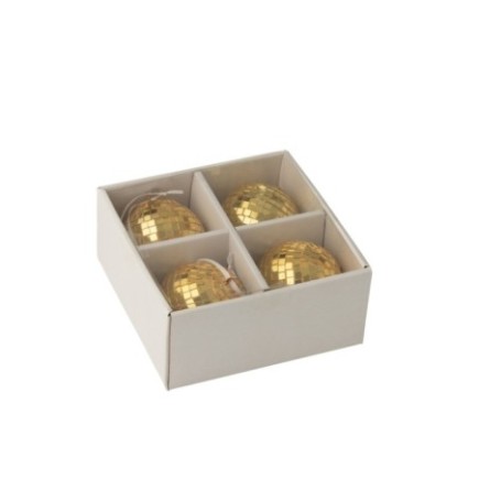 Boules de Noël en verre jaune 7x7 cm
