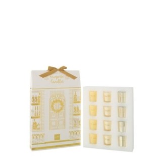 Velas perfumadas de cera dourada e branca, 12 x 7 cm