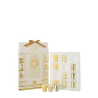 Velas perfumadas de cera dourada e branca, 12 x 7 cm