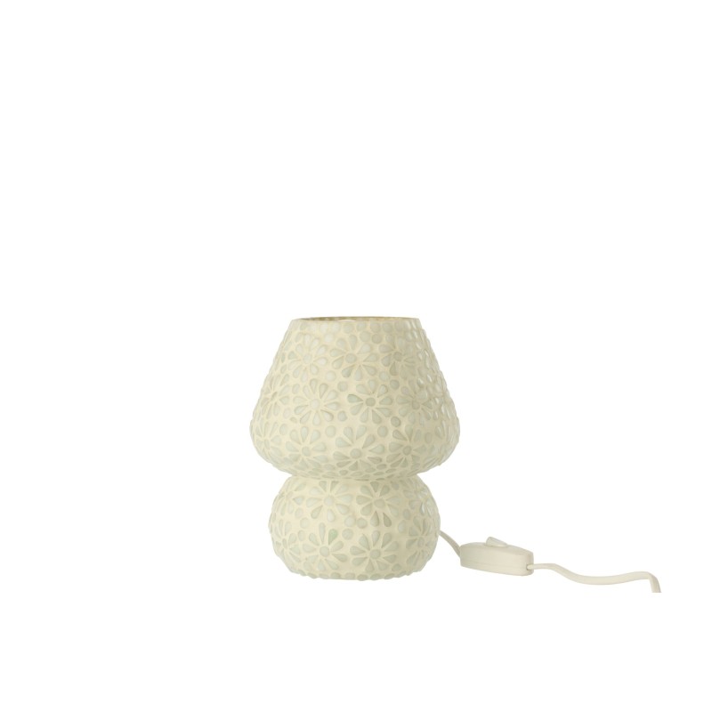 Candeeiro de mesa em vidro branco e verde claro, 14x14x17 cm Candeeiro de mesa em vidro branco e verde claro, 14x14x17 cm