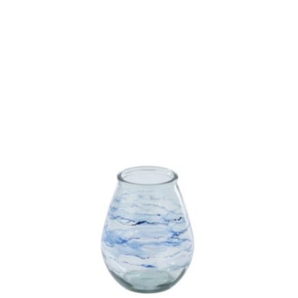 Vaso in vetro blu 29x29x35,5 cm